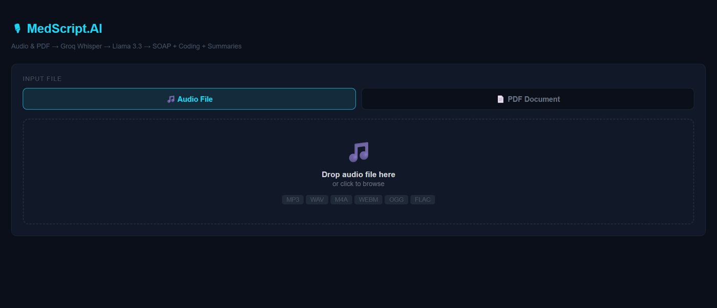 MedScript.AI: audio and PDF to SOAP and summaries